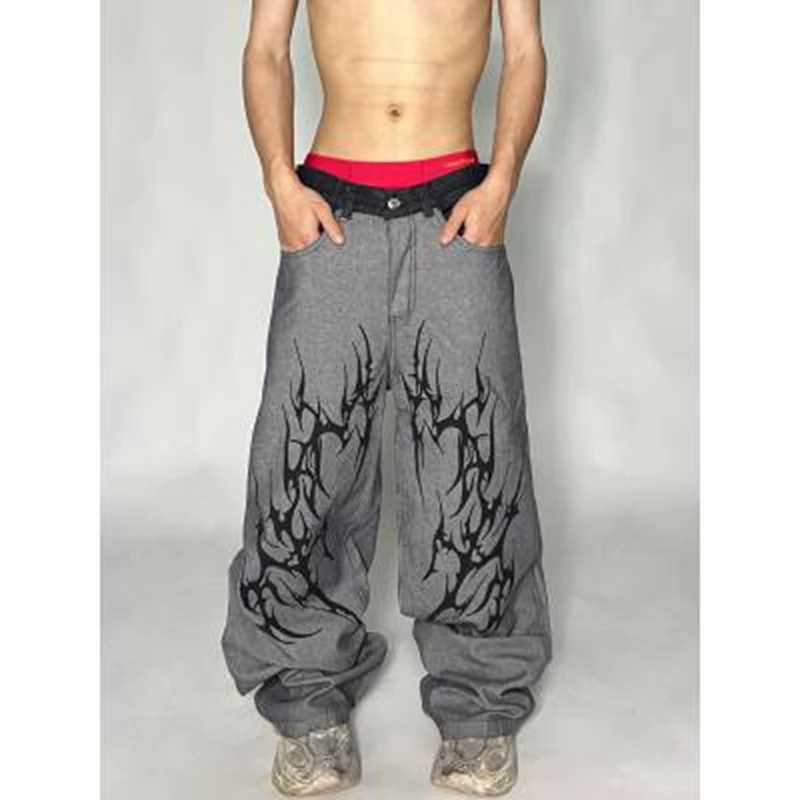 Men's Jeans Retro Dark Style Striped Jeans Men Street Fashion Brand Harajuku Casual Straight Wide-leg Pants Women Fashionable Loose Trousers H260