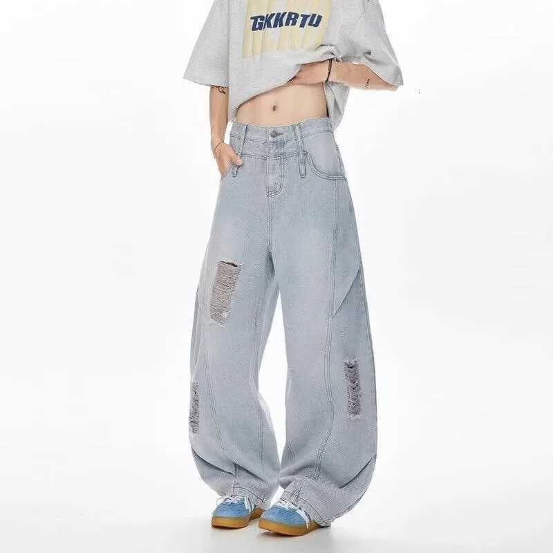 Men's Jeans Autumn Men's Hip Hop Fashion Ripped Jeans 2025 New Straight-Leg Baggy Denim Pants Splicing Washed Y2K Vintage Streetwear Jean H2 - view 6