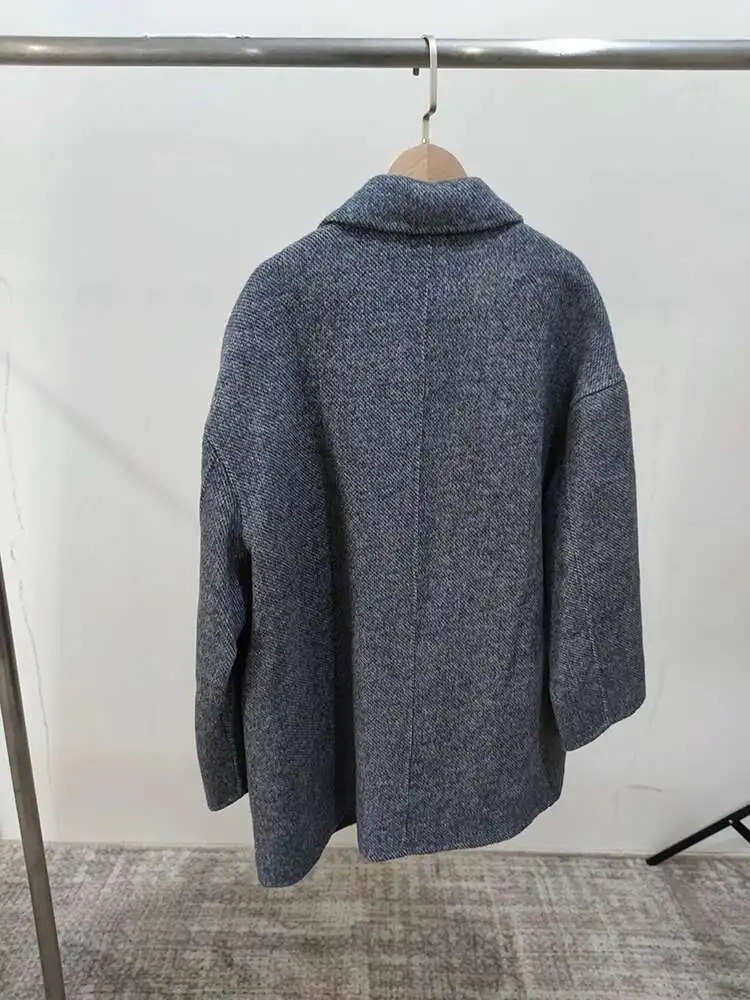 EWQ Korean Loose Long SleeveTurn-down Collar Solid Woolen Coats Women Double-faced Cashmere Coat Winter 2026 Autumn 16O1639 260922 - view 6