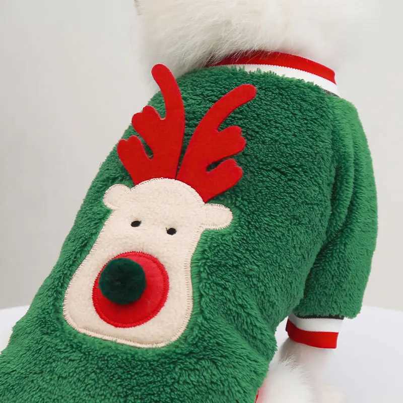 Sleep Lounge Women's Christmas Coral Fleece Dog Sweater Xmas Tree Reindeer Pattern Warm Pet TwoLegged Clothes for Small Medium Dog CatC260924 - view 4