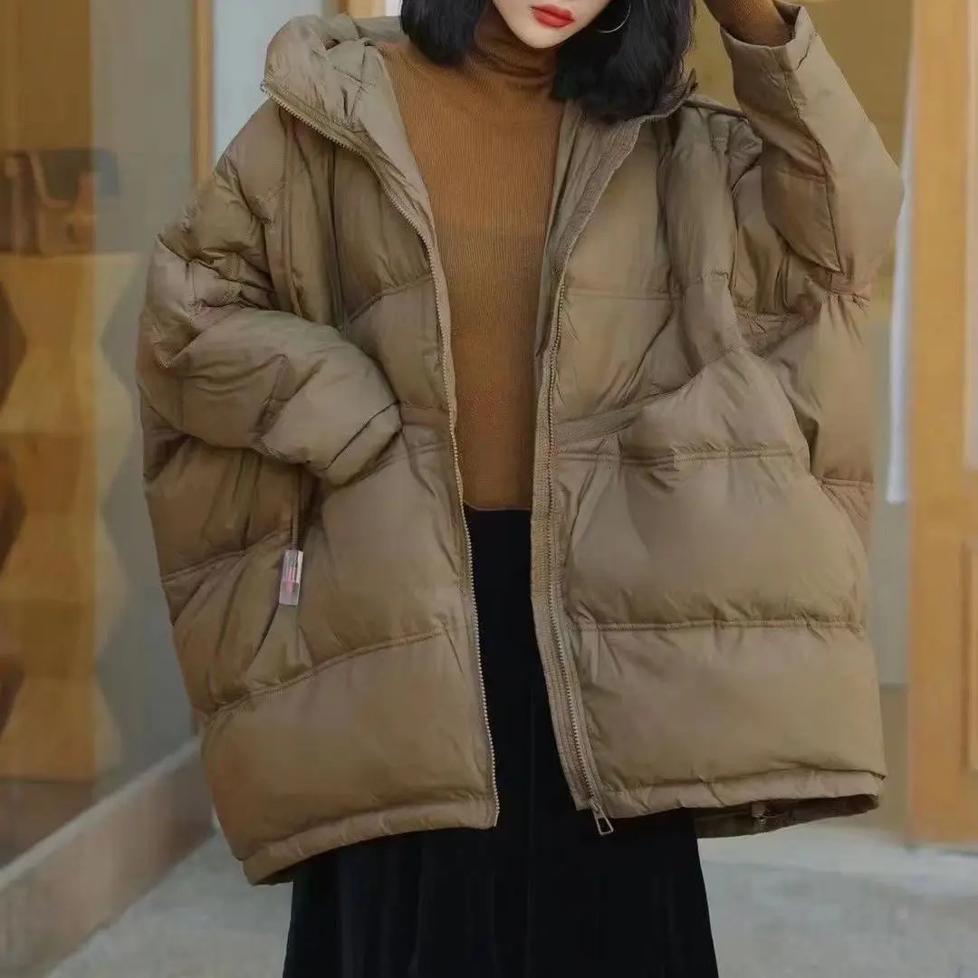 Down Jacket Women's Style White Duck Down Drawstring Hooded Korean Version Loose Simple And Versatile Coat Trend 260923 - view 4