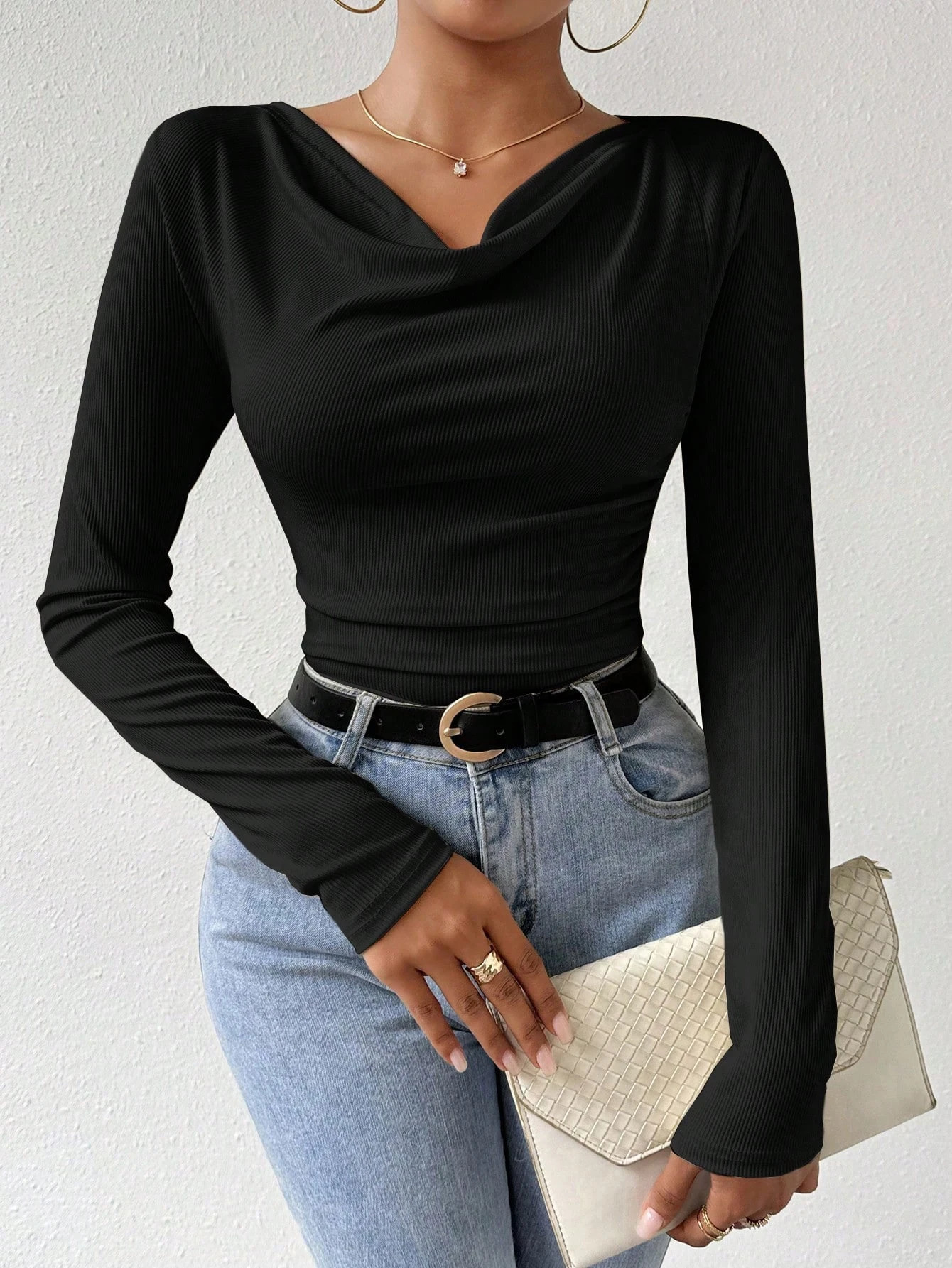 RosyDaze Womens Solid Color Long Sleeve Casual Top Minimalist Daily Wear Fall Cloth For Women 2 pcs 260928 - view 4