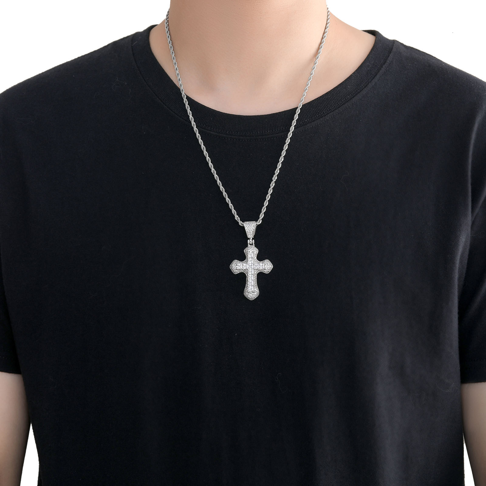 Hip Hop Jewelry vvs Moissaniteia Cross Pendant Simple Men and Women Trend Hip-hop Necklace Pendant Personality - view 4