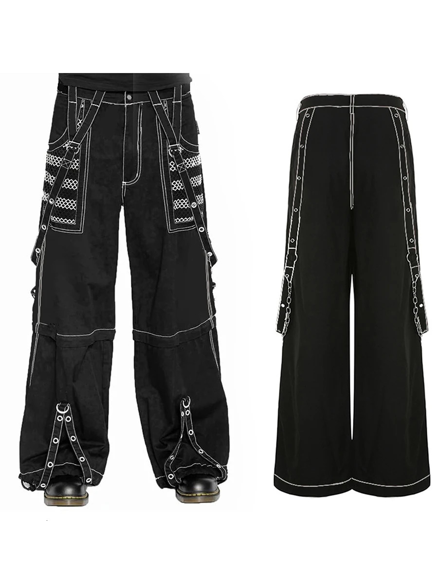 Women Cargo Jeans Striped Zipper Button Closure Loose Casual Trousers Streetwear with Pockets Fall Spring Clothes Punk Y2K 90s 260928 - view 7