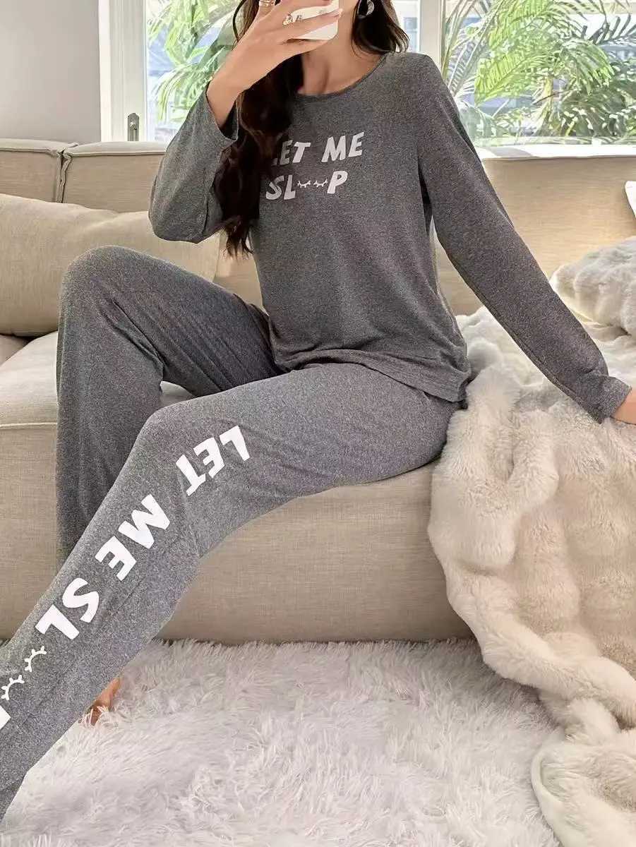 Women's Sleep Lounge spring Autumn Women's Pajamas Set Long Sleeve T-shirt Tops and Long Pants Sets Home Wear Loungewear Female Sleepwear H2 - view 4