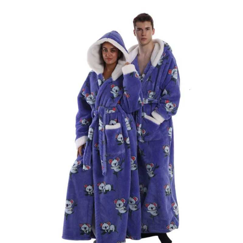 Sleep Lounge Women's Winter Women Flannel Robes Adult Hoodies Fleece Warm Soft Extra Long Sweatshirt for Women Men Halloween Costumes Ladies Paja - view 3