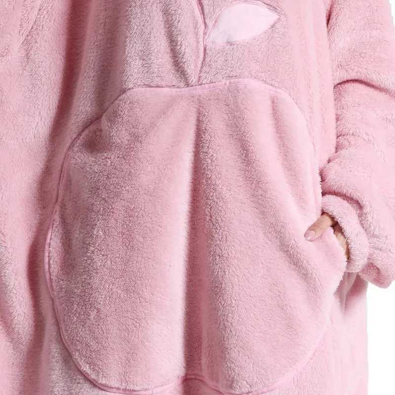 Lounge Women's Sleep Winter Extra Long Wearable Hoodies Blanket Adult Warm Pullover Sweatshirt Oversized Fleece Hooded Blanket with Sleeves RobeC - view 6