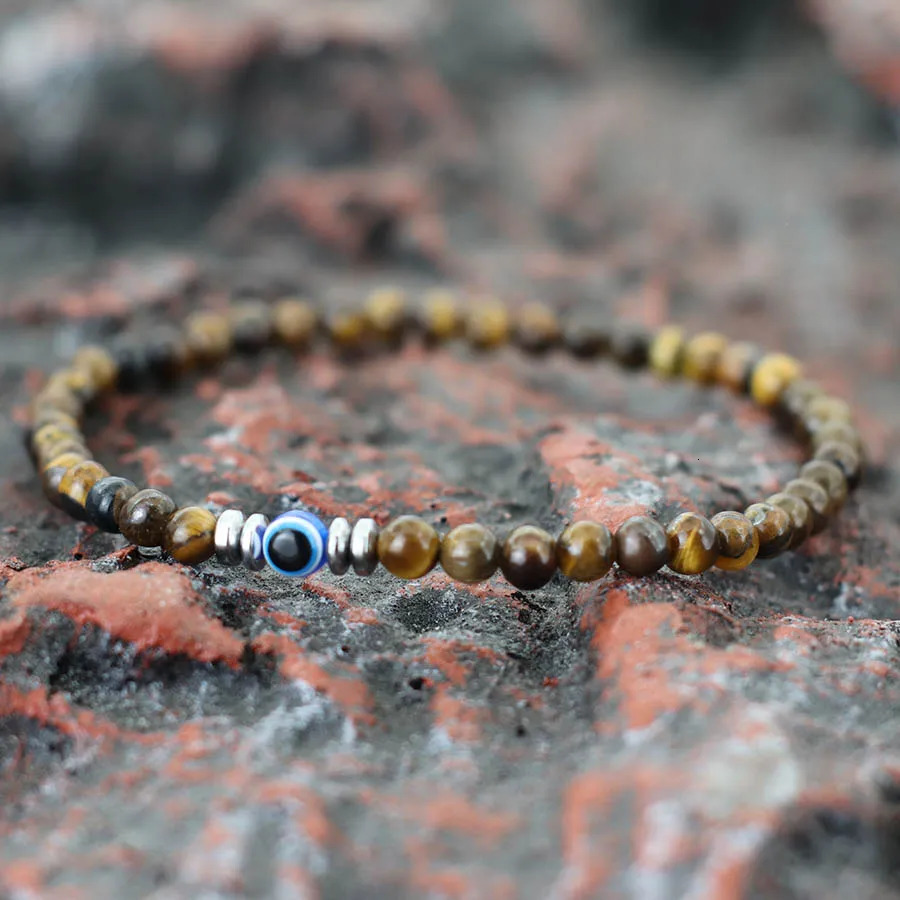 Simple Turkey D Bracelet Men Women 4mm Natural Turquoises Hematite Obsidian Stone Elastic Braclet Meditation Homme Joias 260924 - view 5