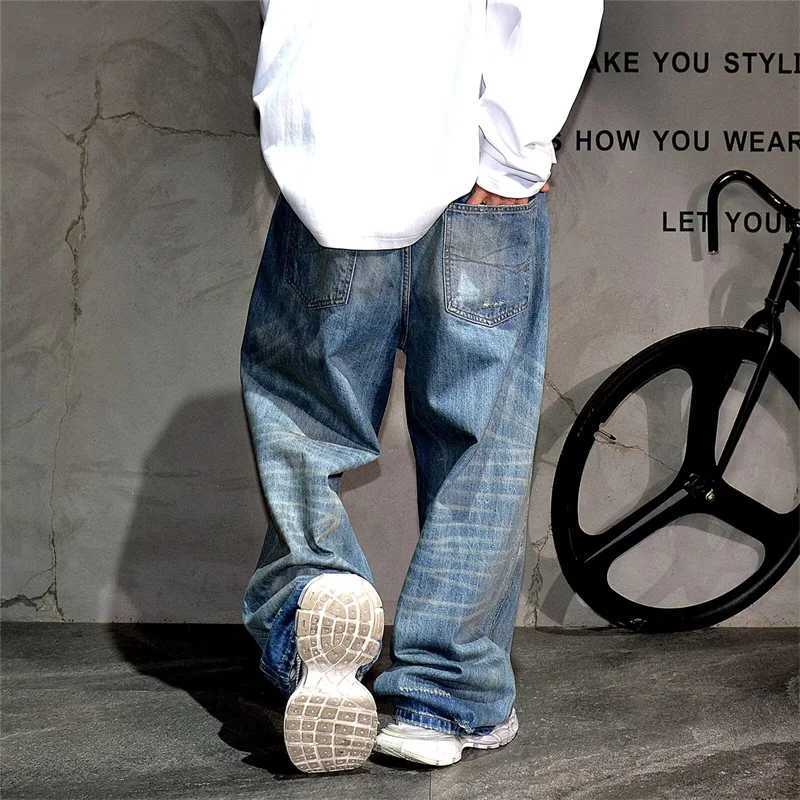 Men's Jeans Autumn Men's High Street Fashion Baggy Curved Denim Pants American Casual Retro Ripped Y2K Jeans Straight-leg Blue Jean H260924 - view 5