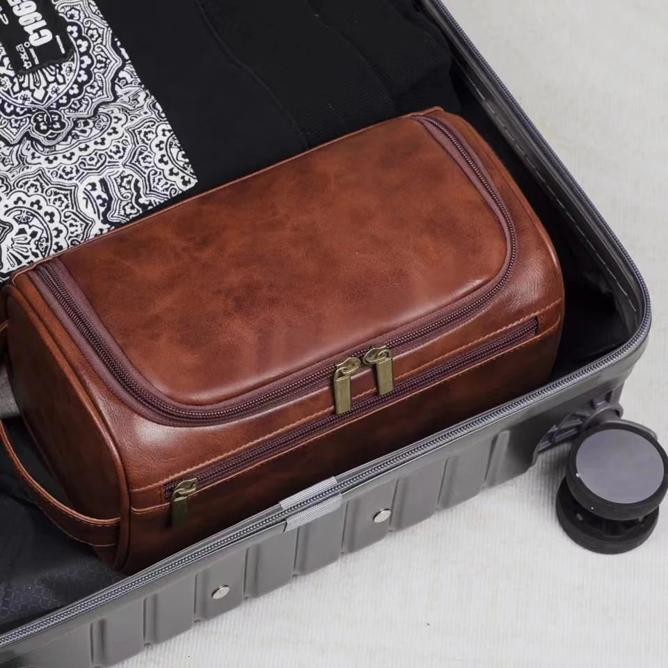 Leather Toiletry Bag for Men Women Dopp Kit Mens Hanging Toiletry Bag Travel Toiletry Bag for Traveling Large Cosmetic Bag for T 260923 - view 6