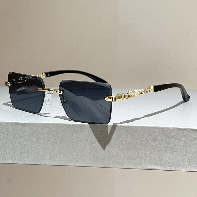 High-End Designer Sunglasses 2026 New Model Leopard-Decorated Frameless Square Sunglasses For Men, Fashionable European And American Sun Protection Ey - view 4