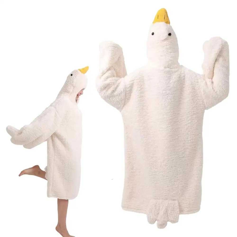 Sleep Lounge Women's Soft Coral Fleece Big White Goose Onesie Pajamas Cartoon Thicken Cosplay Costume Sleep Dress Texture Windproof PajamasC26092 - view 6