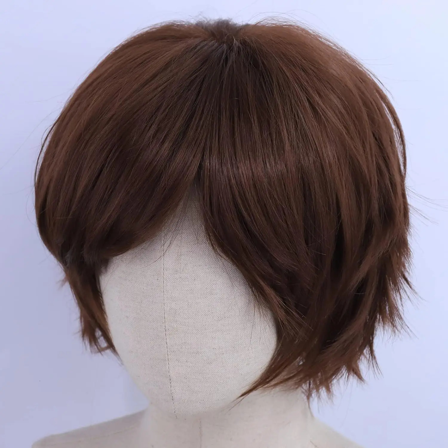 Short Layered Brown Cosplay Wig for Men/Women Heat Resistant Synthetic Wigs for Anime Con Party Costume 260922 - view 4