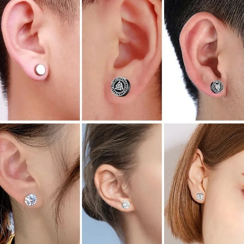 1Pairs Crystal Strong Magnetic Ear Stud Clip Earrings for Men Women Punk Round Zircon Magnet Non Piercing Jewelry 260910 - view 3