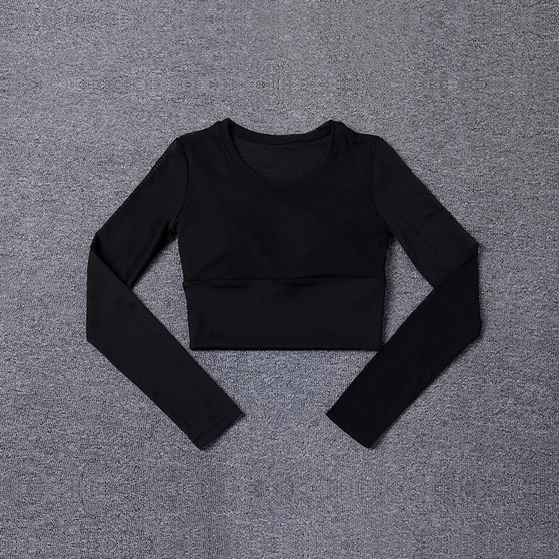 Womens Workout Long Sleeve Yoga Basic Tee Shirt Casual Round Neck Slim Athletic Running Solid TShirt Top 260928 - view 6