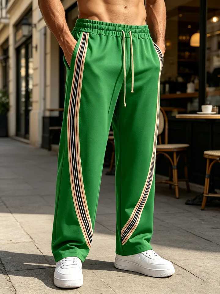 Men's Pants Men Striped Side Track Pants Elastic dr1 Waist Sweatpants Straight Leg Joggers Streetwear Loose Sport Pants Daily Workout D260924 - view 4