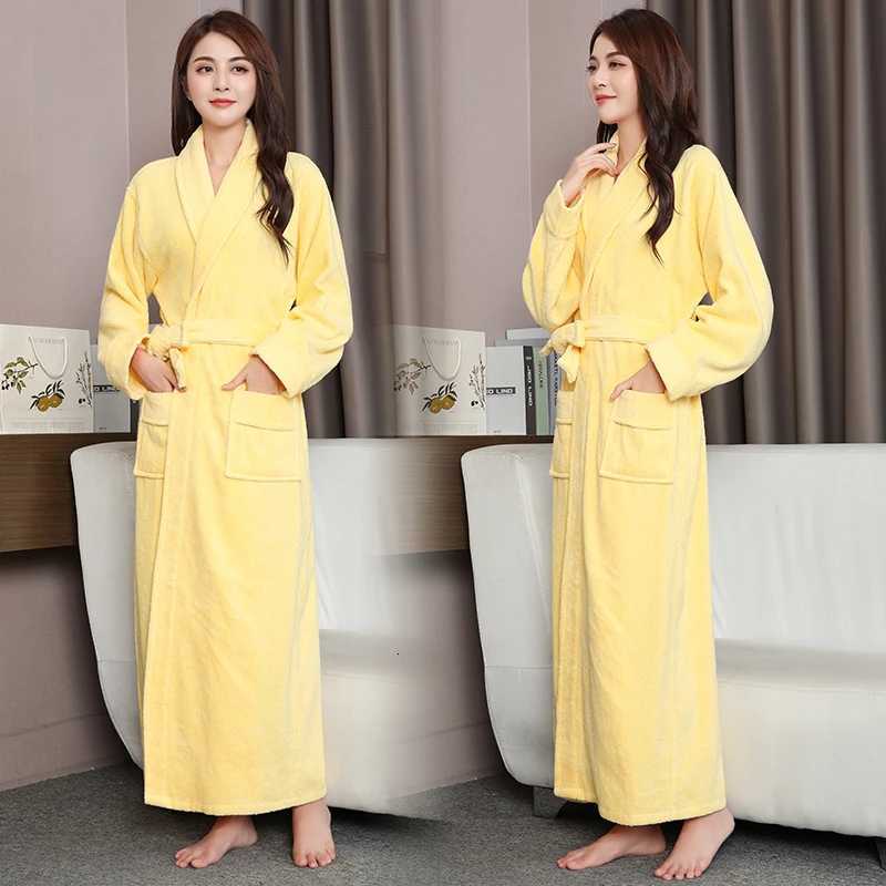 Sleep Lounge Women's 100% Cotton Toweling Terry Extra long Extra thick Robe Lovers Bath Robe Men And Women Nightrobe Sleepwear Casual Home Bathro - view 7