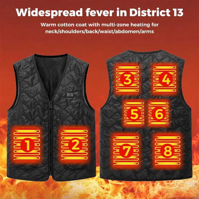 Heating Outdoor Jackets Hoodies 8 Areas Smart Heated Winter Vest USB Rechargeable Quick Heat Windproof Sleeveless Jacket For Ski Fishing Hiking Unisex