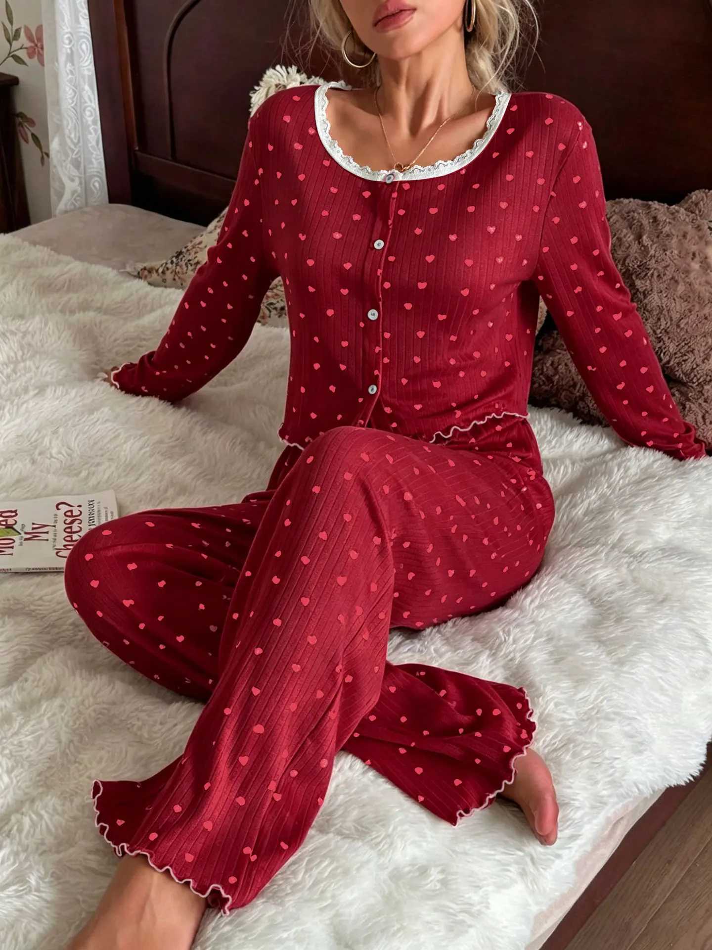 Women's Sleep Lounge Nightwear for Woman Sleepwear Autumn Pajamas Set Woman Matching Sets Women's Home Clothes Long Sleeve Pajamas Night Wea