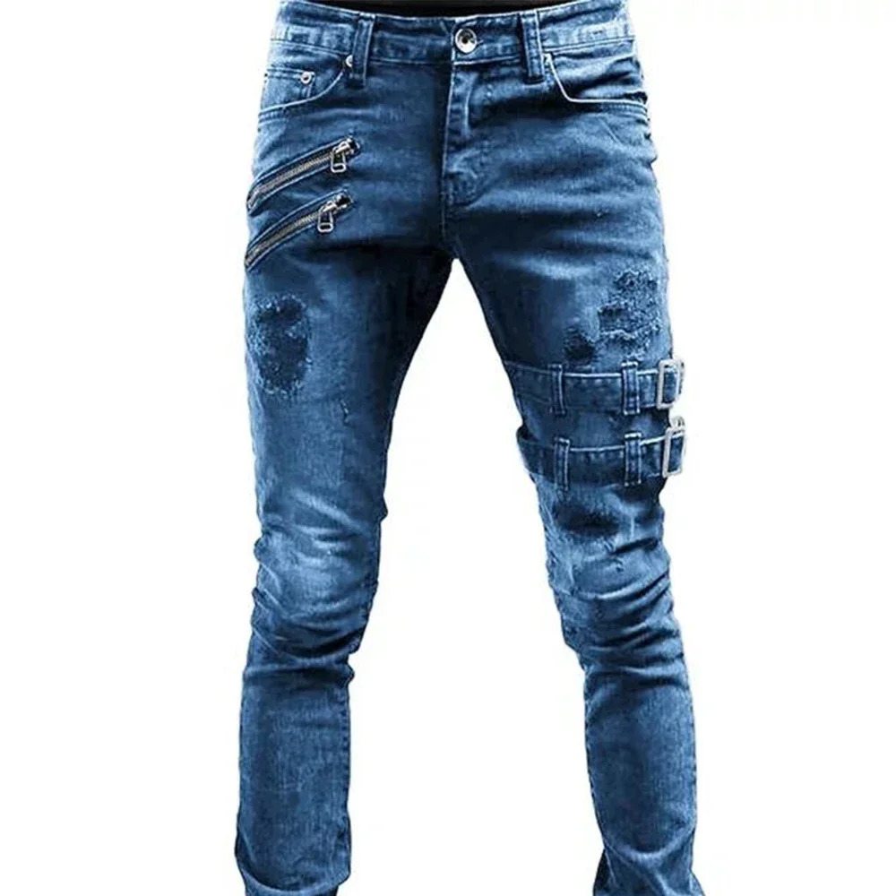 Plus Size Straight Jeans Man Pants Spring Summer Boyfriend Jeans Streetwear Skinny Zips 3 Colors Cacual Long Denim Trousers 260923 - view 6