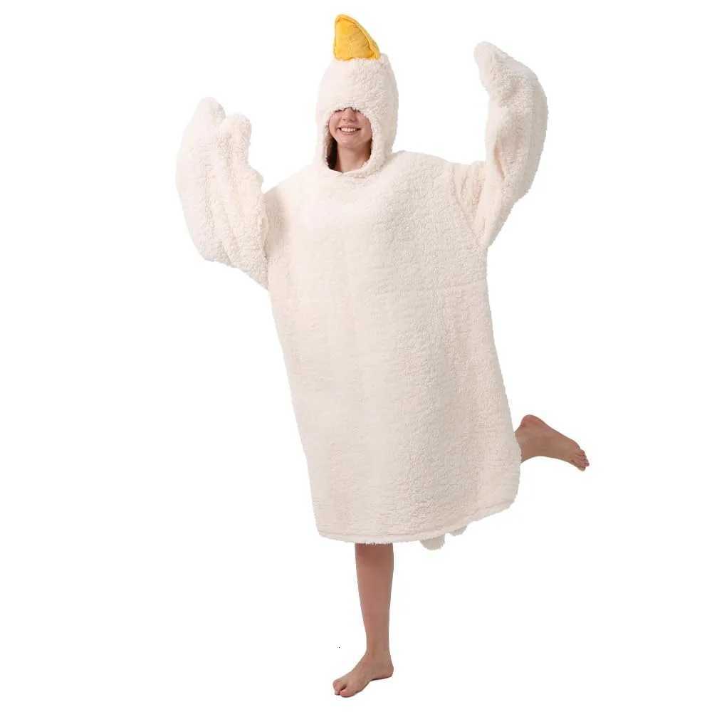 Sleep Lounge Women's Soft Coral Fleece Big White Goose Onesie Pajamas Cartoon Thicken Cosplay Costume Sleep Dress Texture Windproof PajamasC26092 - view 4