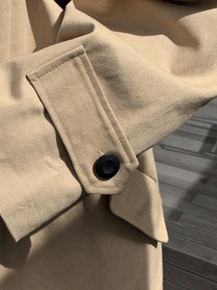 Mauroicardi Spring Autumn Long Oversized Black Khaki Trench Coat Men Raglan Sleeve Single Breasted Loose Casual Korean Fashion 260923 - view 7
