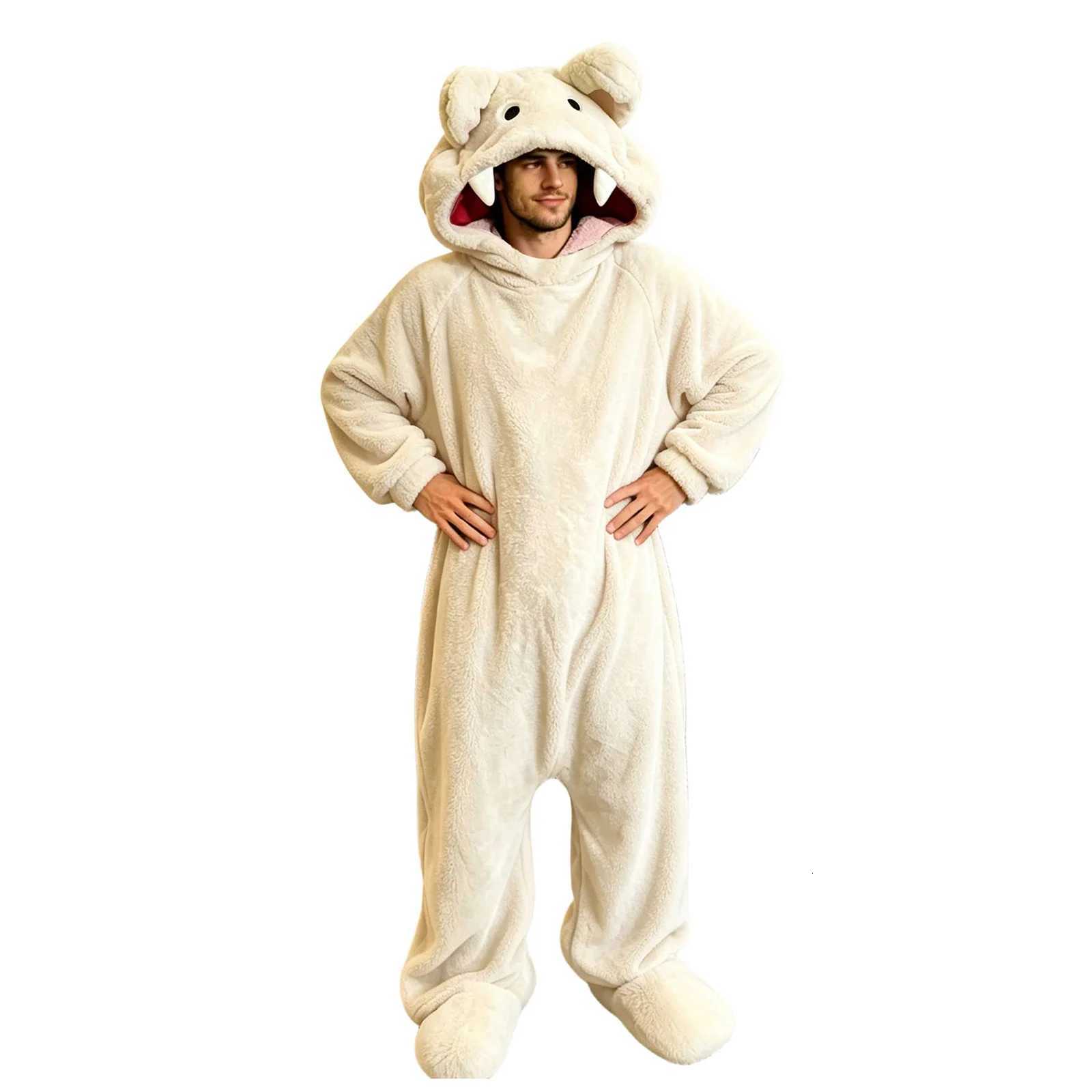 Lounge Women's Sleep Halloween Onesies Pajamas Jumpsuit Men Women Funny Animal Cosplay Costume Flannel Fleece Hooded Pijamas Winter Warm Loungewe - view 3