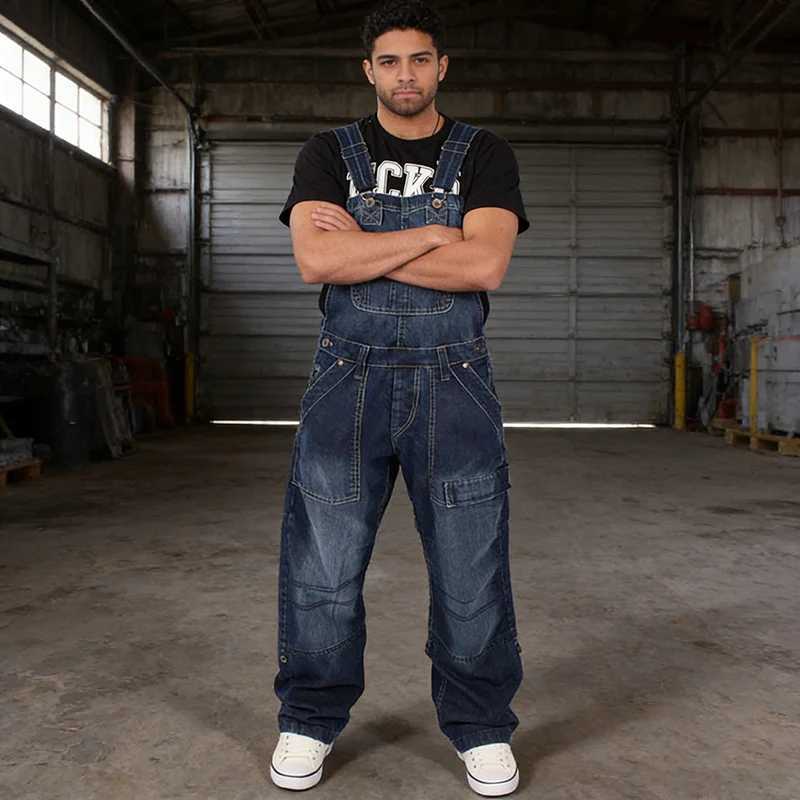 Men's Jeans Multi Pocket Denim Overalls Suspenders Baggy Jeans Men'S Street Casual Work Pants Jumpsuits H260924 - view 4