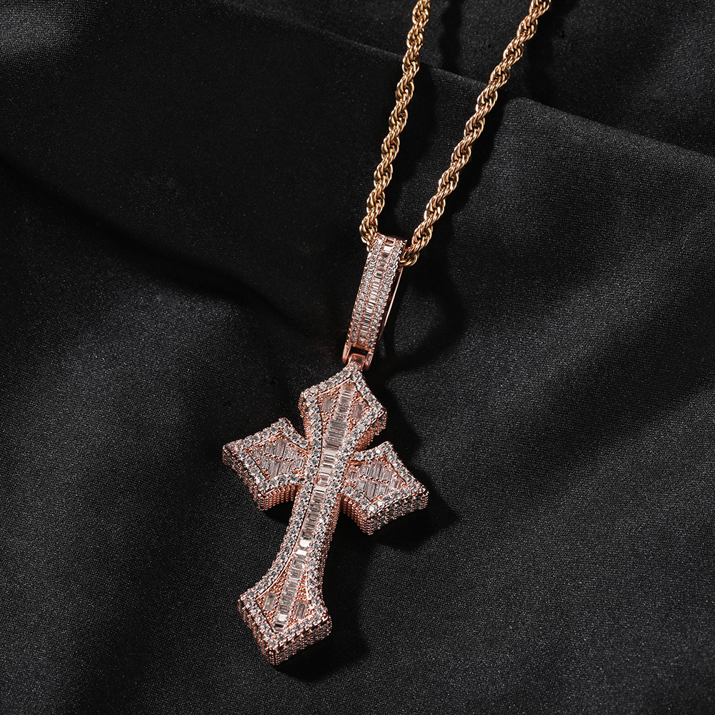 New Moissanite Cross Pendant Necklace Hip-hop Rap Trend Men's Necklace Accessories Wholesale - view 6