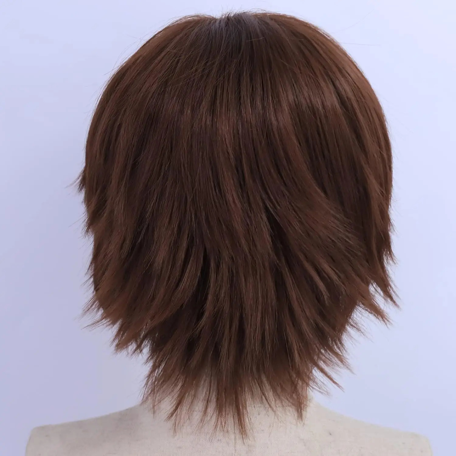 Short Layered Brown Cosplay Wig for Men/Women Heat Resistant Synthetic Wigs for Anime Con Party Costume 260922 - view 5