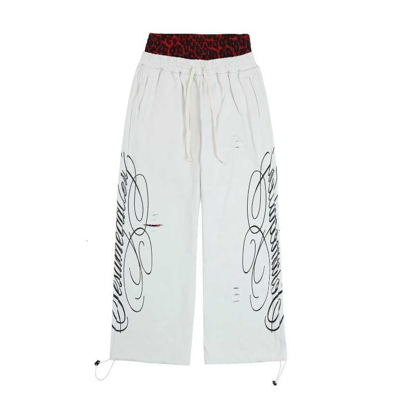 Men's Pants HOUZHOU American Ripped Baggy Sweatpants Women Grunge Letter Print Joggers Casual Patchwork Streetwear Wide Leg Trousers D260924 - view 3