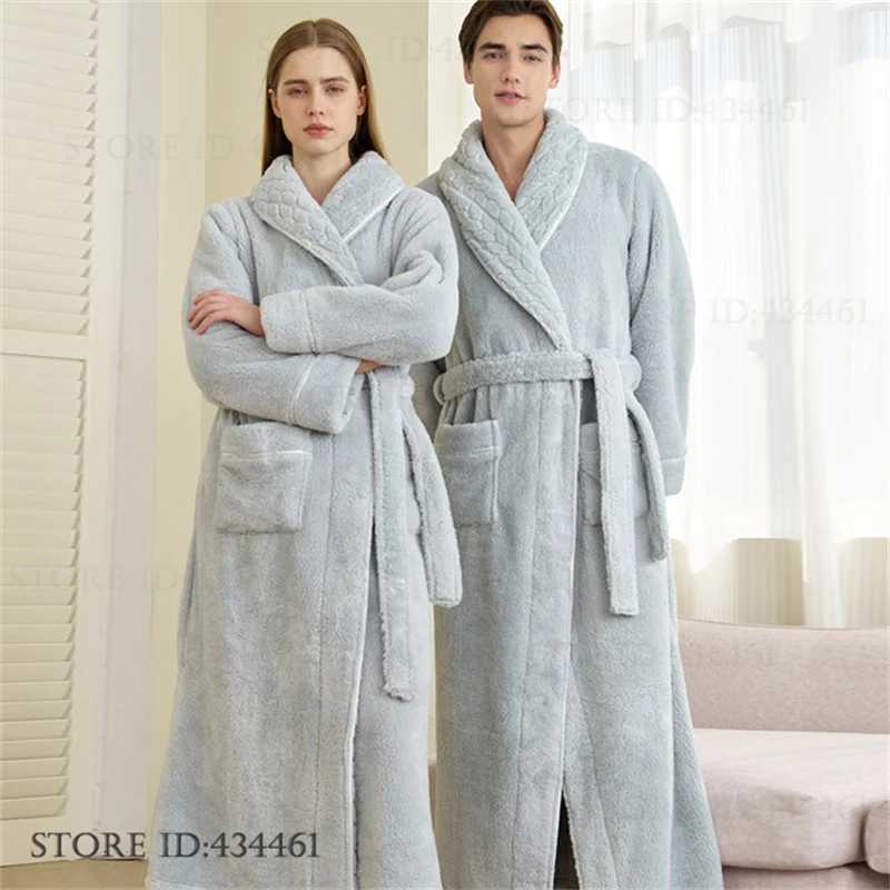 Lounge Women's Sleep Thick Flannel Couple Long Robe Home Dressing Gown Winter New Coral Fleece Bathrobe Sleepwear Comfortable Soft Homewear Linge - view 7