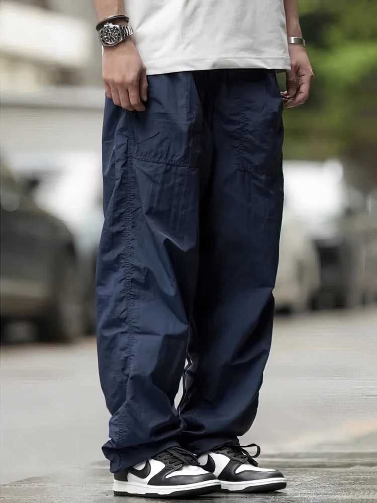 Men's Pants Outdoor Waterproof Parachute Pants Men Casual Baggy Wide leg Motorcycle Pants Streetwear Sport Jogger Sweatpants Trousers D260924