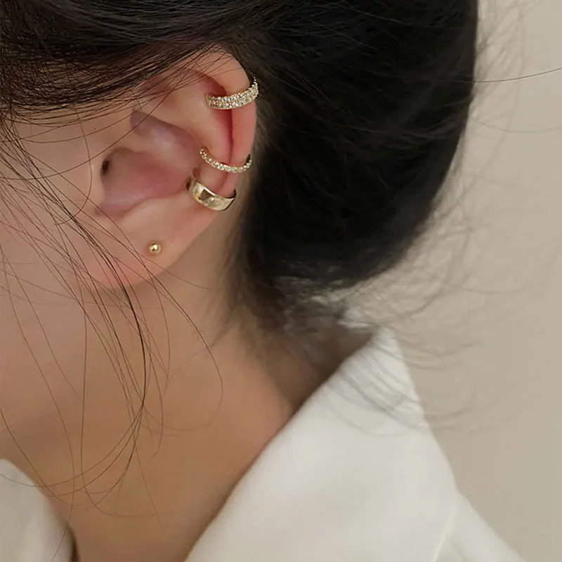 2026 Fashion Gold Color Circle NonPiercing Ear Clip Earrings for Women Man Piercing Cuff Jewelry Set Gift 260910 - view 4