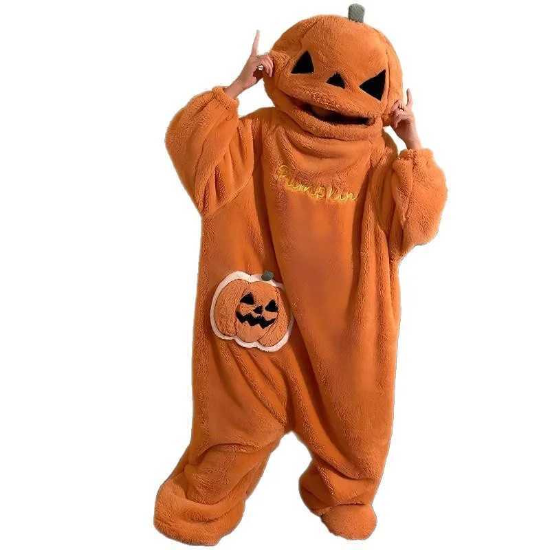 Lounge Women's Sleep Hot Funny Cute Halloween Pumpkin Onesie Pajamas Plush Hooded Pajamas for Men Women Autumn Winter Pajamas Sleepwear Loungewea