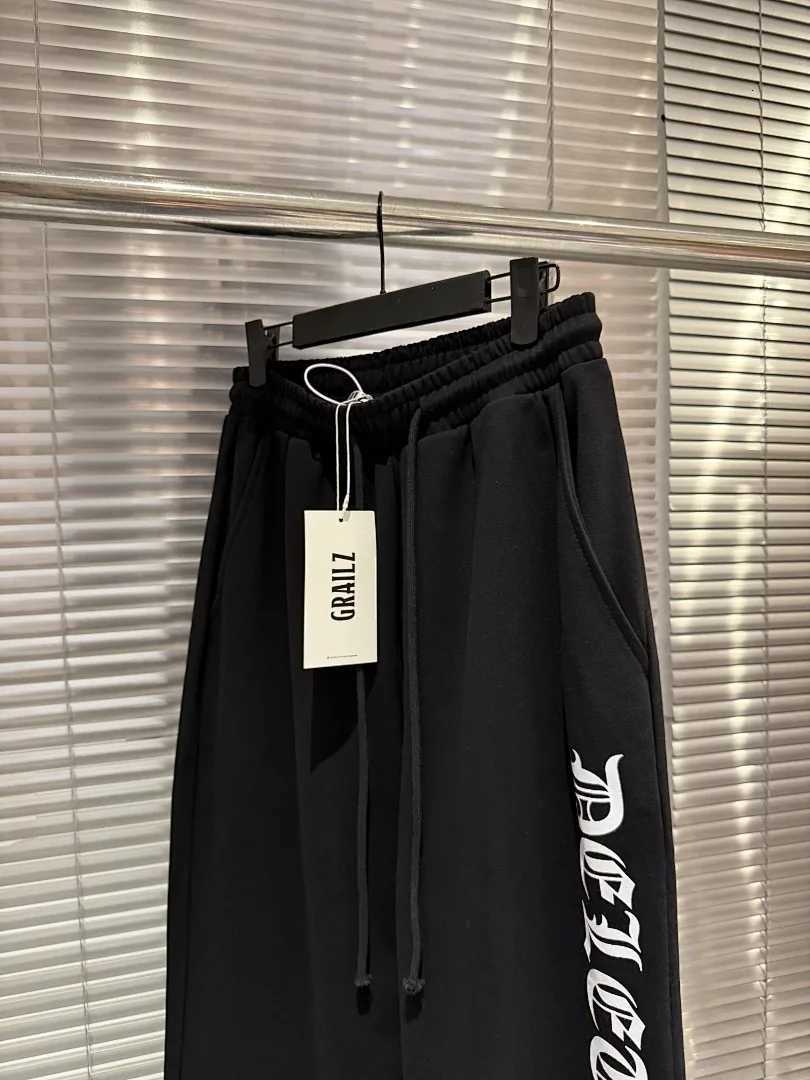 Men's Pants Fashion Sweatpants Men Heavyweight Cotton Wide Leg Pants Gothic Letter Printed Loose Casual Streetwear Sports Trousers D260924 - view 5