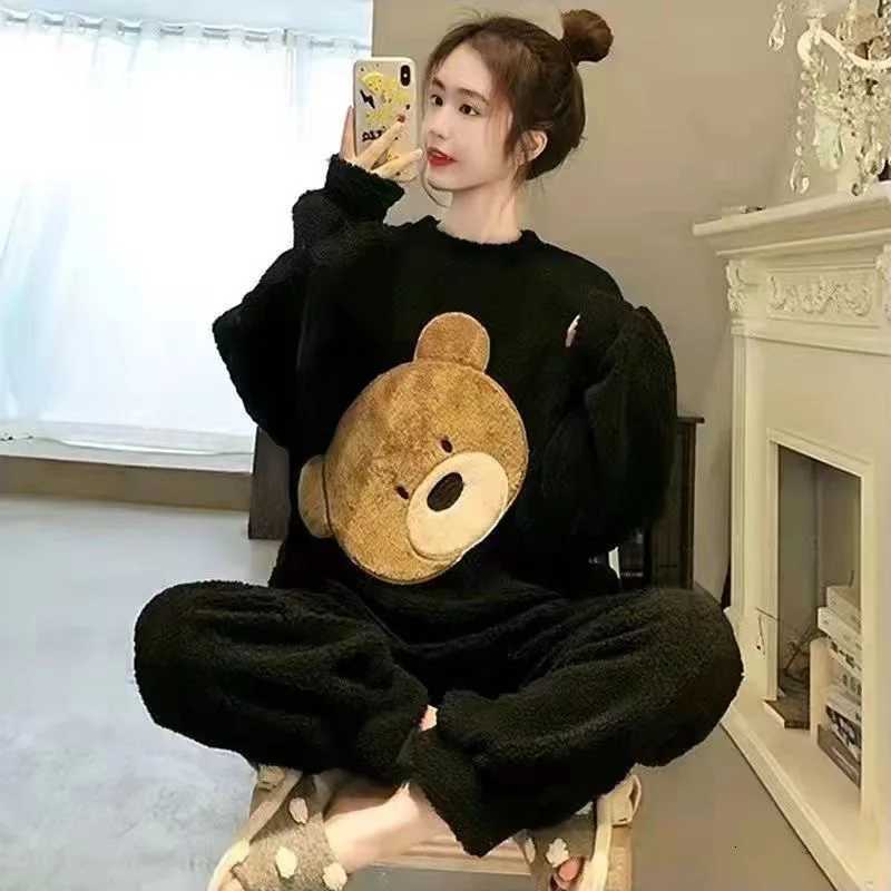 Women's Sleep Lounge Autumn and Winter Coral Velvet Pajamas Homewear Suit New Ladies Thickened Warm Flannel Homewear Students Padded Pajamas Home - view 3
