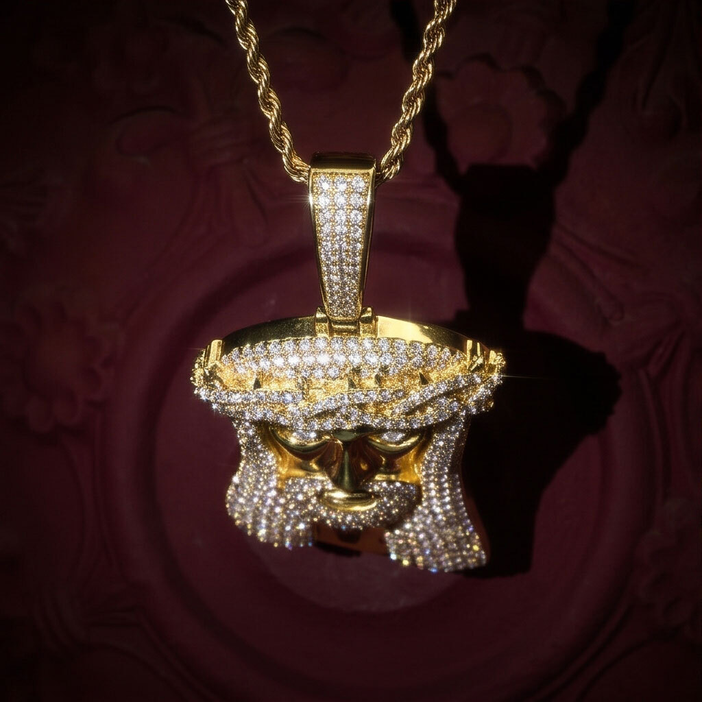 New Large Hip-Hop Figure Head Full Moissaniteia Pendant Necklace Men's Hip-Hop Jewelry Statement Chain - view 5