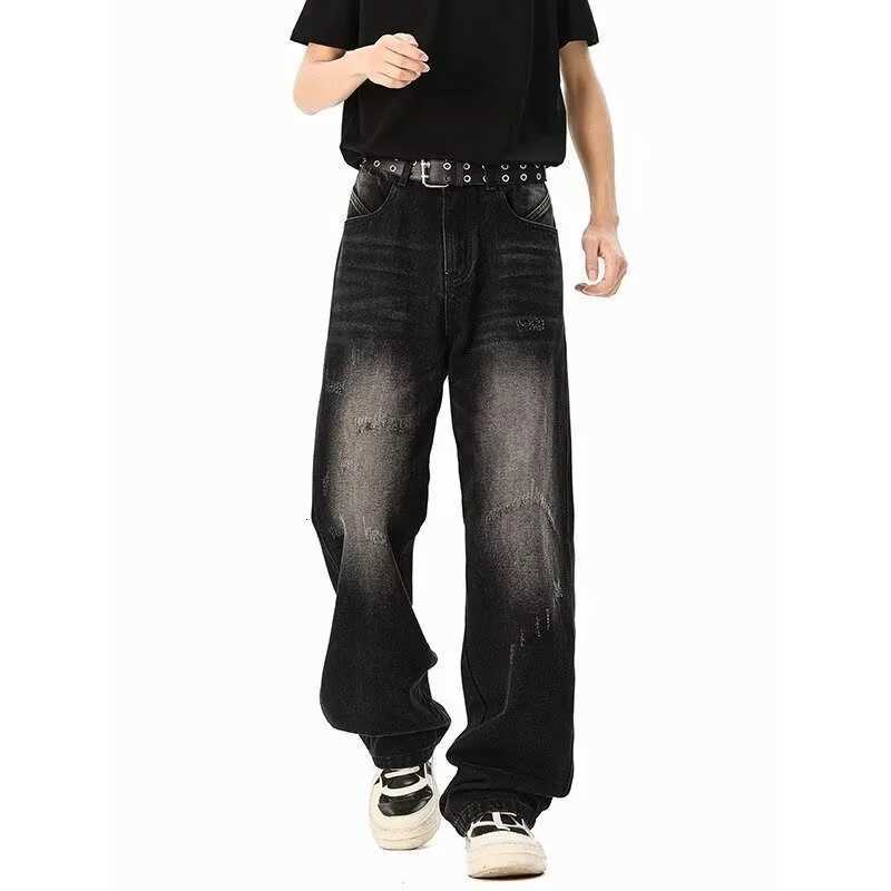 Men's Jeans Spring Washed Distressed Ripped Baggy Jeans For Man Y2K Vintage Streetwear Straight Wide Leg Denim Pants Hip Hop Fashion Jean H260924 - view 5