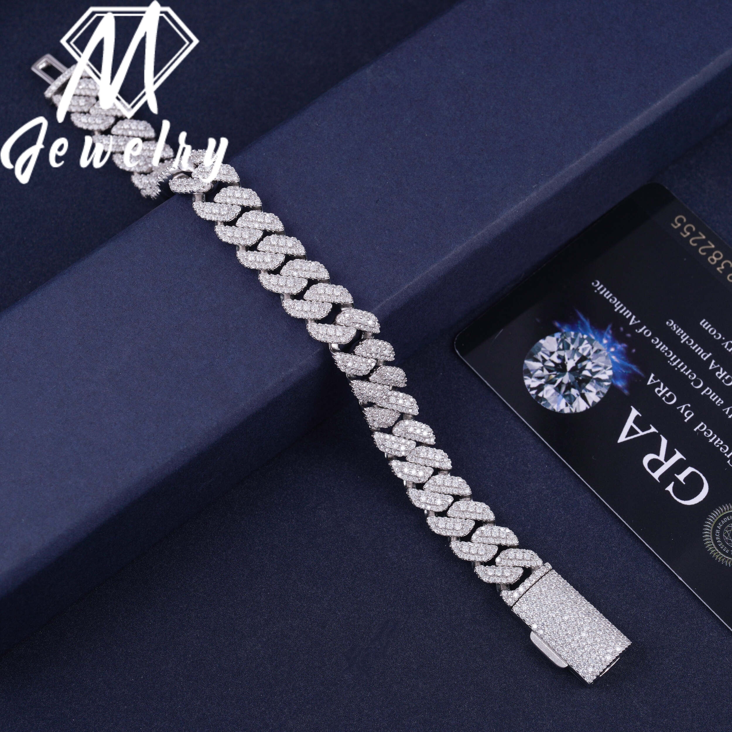 Wholesale 10mm Copper Moissanite Cuban Link Chain Iced Out Full Paved VVS Moissanite Necklace Box Clasp with Safety Latch Unisex - view 3