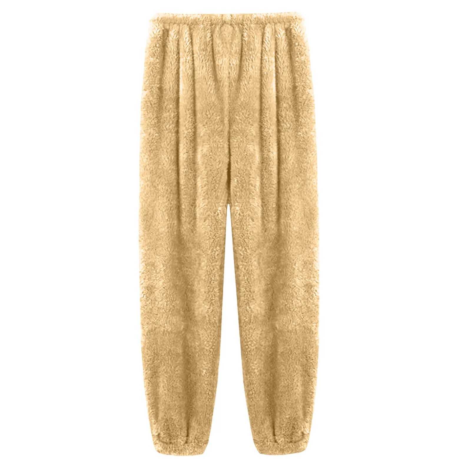 Women's Sleep Lounge Women's Simple Solid Color Plush Comfortable Tapered Pants Fashionable Fall and Winter Warm Casual Soft Pajama Trousers - view 5