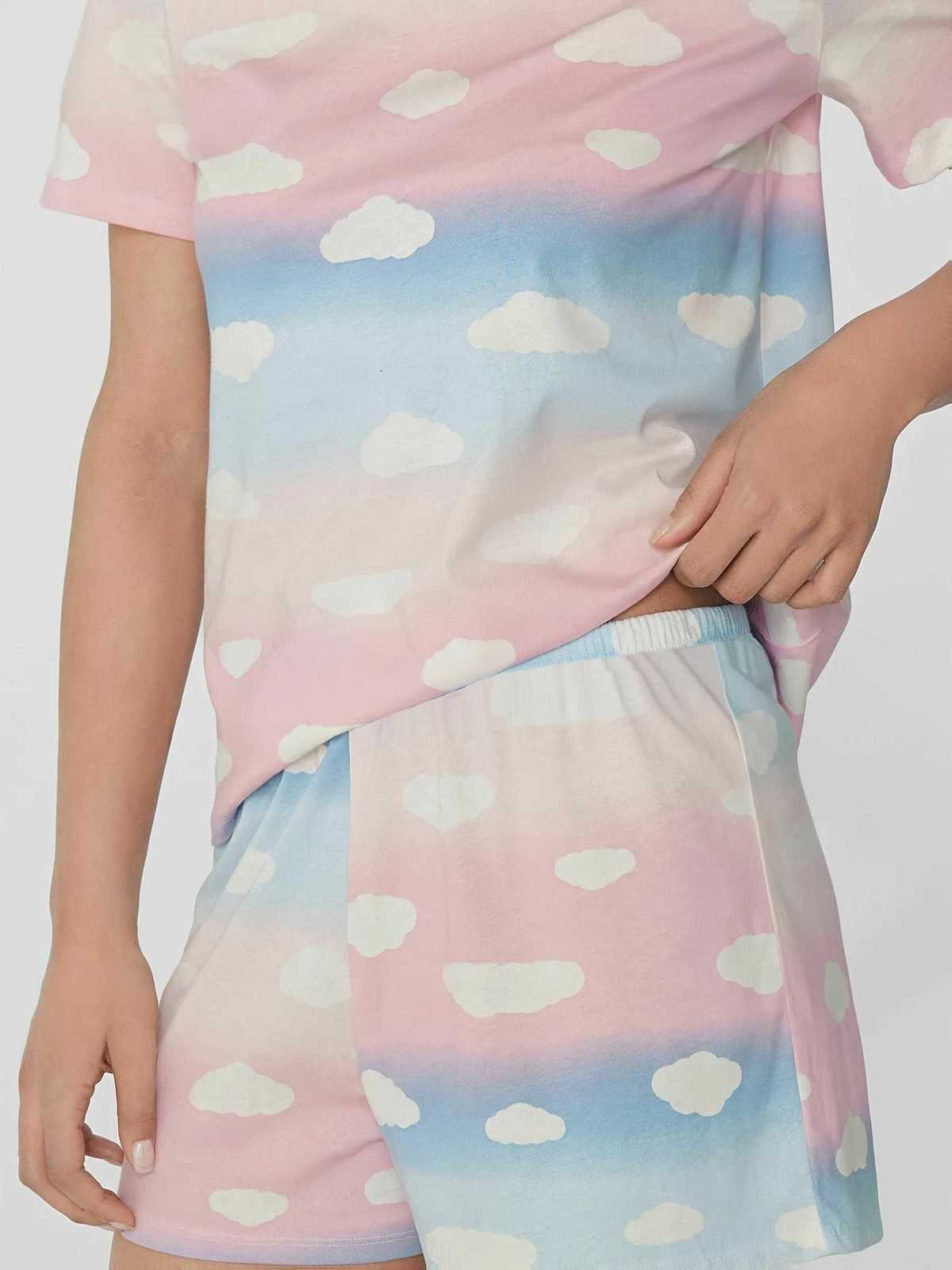 Women's Sleep Lounge Women's Four-Season Spring and Summer Pajamas Casual Loose Colorful Printed Short-Sleeved Shorts Women's Pajama Se - view 6
