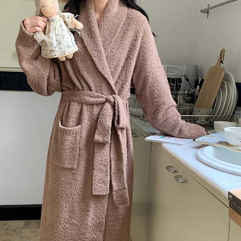 Lounge Women's Sleep Soft Coral Fleece Striped Open Cardigan Belted Long Sleeve Cute Robe Loose Sleepwear Home Clothes for Women Youth All Season