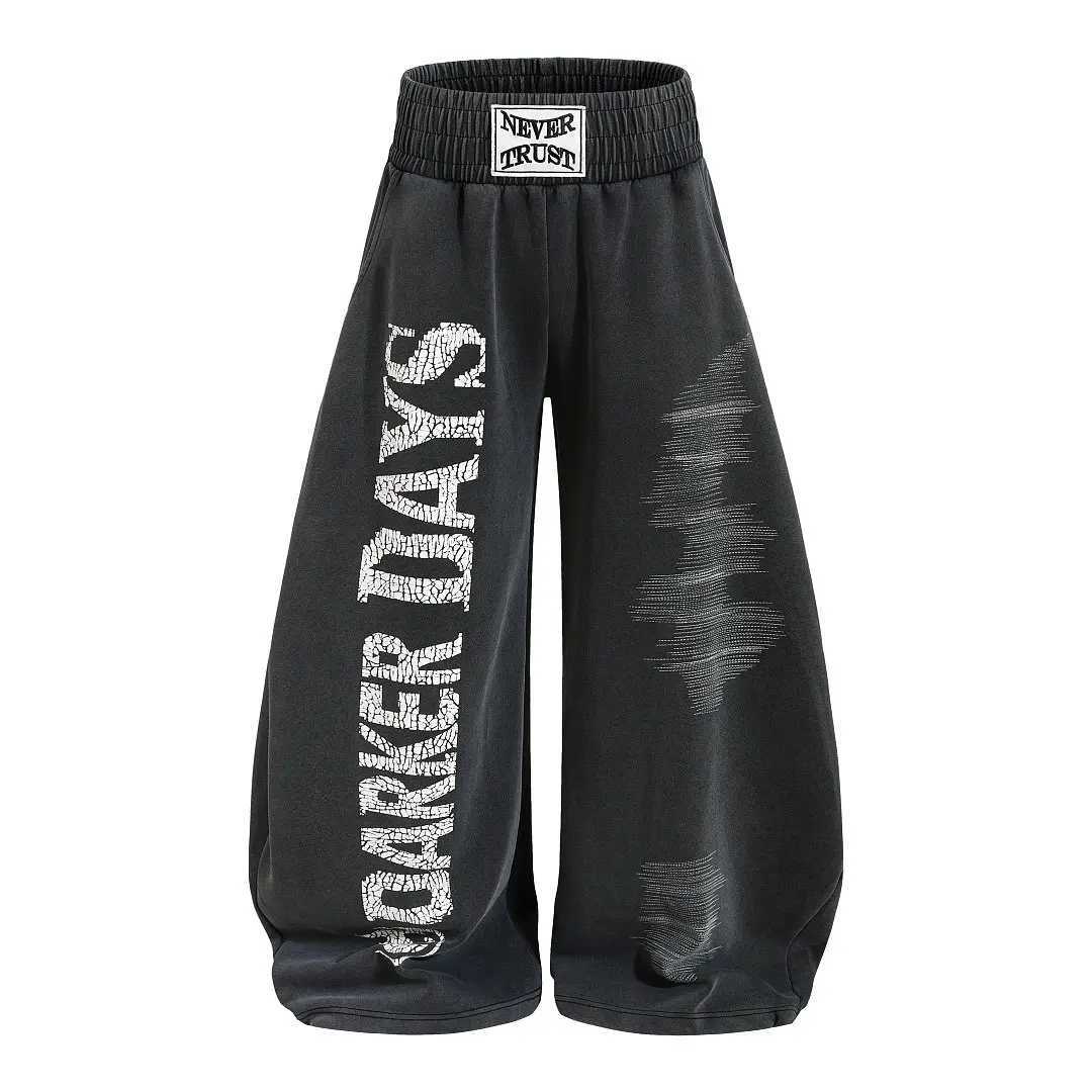 Men's Jeans Retro American High Street Washed out Sweatpants Men's Loose Casual Sports Cotton Trousers Drawstring Wide Leg Pants H260924 - view 7