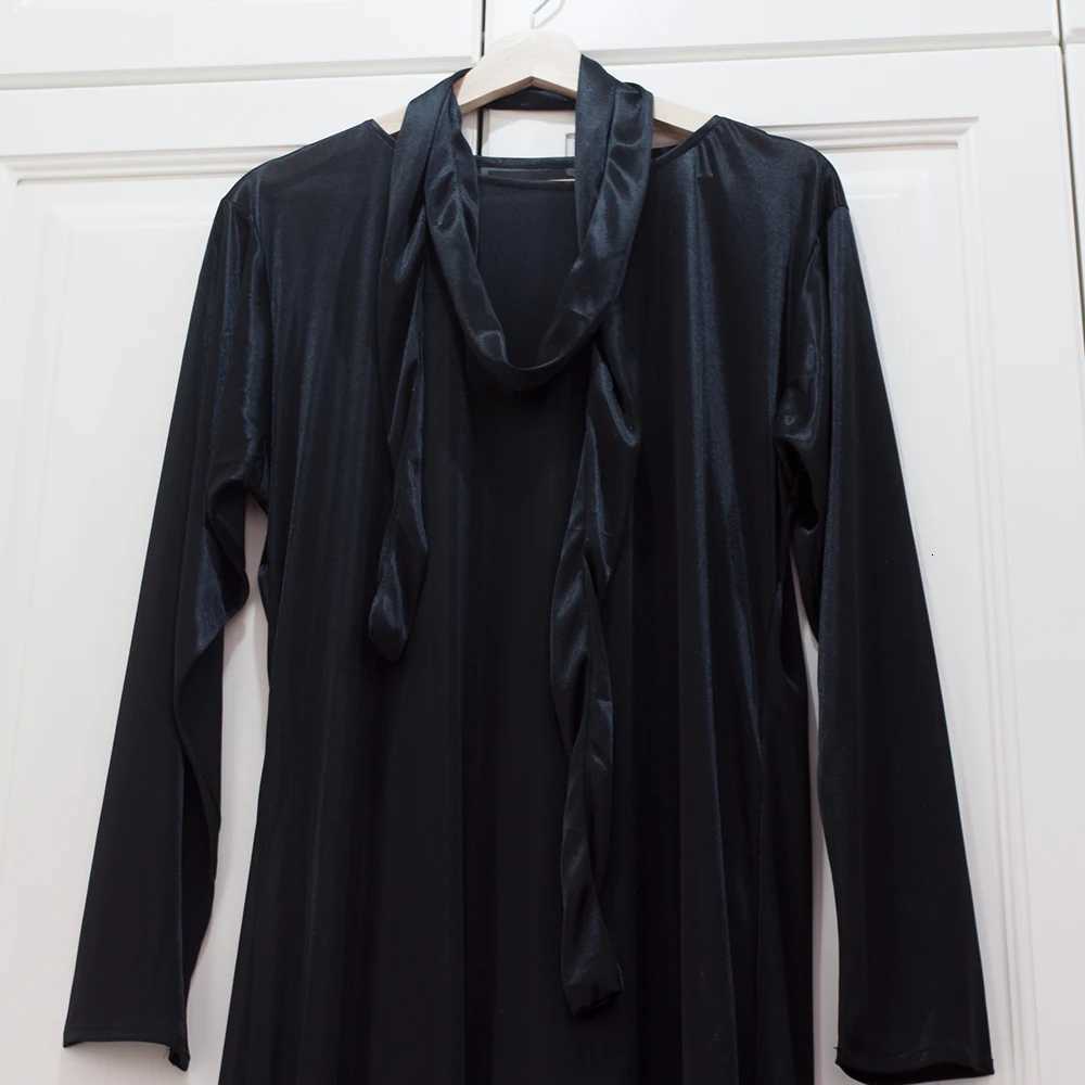 Sleep Lounge Women's Glossy Women Satin Long Sleeve Dress Loose Lace Up Maxi Dress Plus Size Sleeping RobeC260924 - view 3