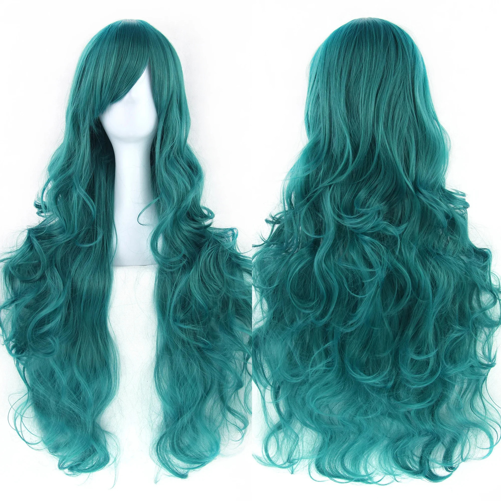 Soowee Curly Long Synthetic Hair Green Wig Hairpiece Pink Black Party Hair Cosplay Wigs for Women 260924 - view 4