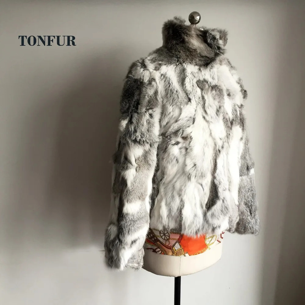Women Rabbit Fur Mandarin Collar Coat Natural Pure Genuine Whole Skin Fur Jacket Full Pelt Fur Customize WSR61 260922 - view 4