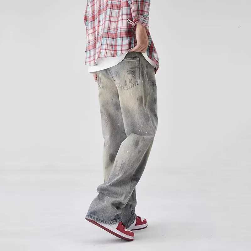 Men's Jeans Spring Men's Graffiti Printed Straight Leg Jeans High Street Fashion Ripped Baggy Denim Pants 2026 New Hip Hop Retro Y2K Jean H2 - view 6