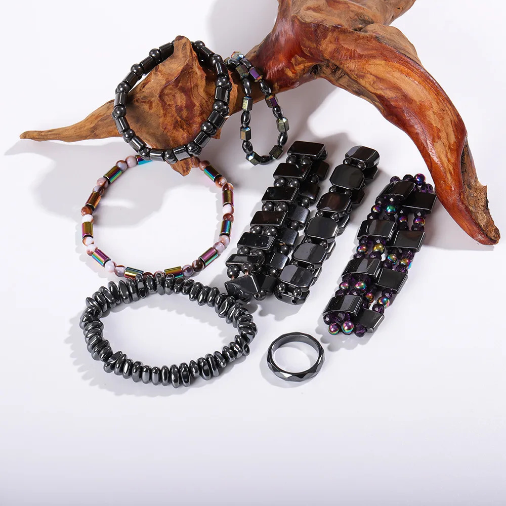 Hematite Bracelet for Men Women Stretch Round Bead Stone Bracelets Unisex Jewelry Gifts 260924 - view 3