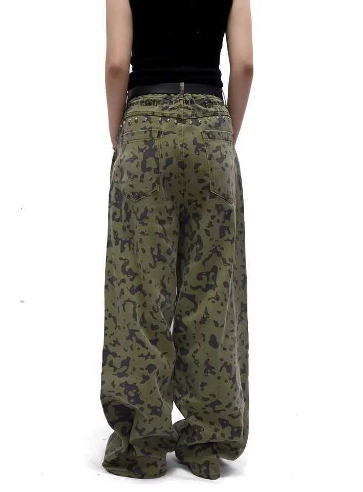 Men's Jeans Vintage Camouflage Men's Jeans Fashion Washed Casual Wide Leg rivet Denim Pants Autumn Winter Loose Male Trousers H260924 - view 5